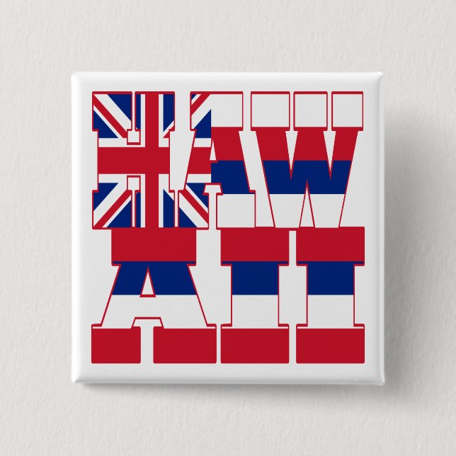 Hawaii state flag text 15 cm square badge (Front)