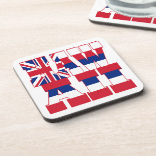 Hawaii state flag text coaster