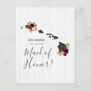 Hawaii State Floral Will You Be My Maid of Honour Invitation