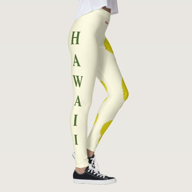 Hawaii State Flower Yellow Hibiscus Leggings (Right)