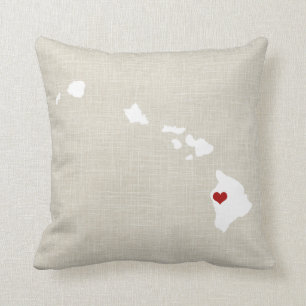 Hawaii State Pillow Faux Linen Personalised