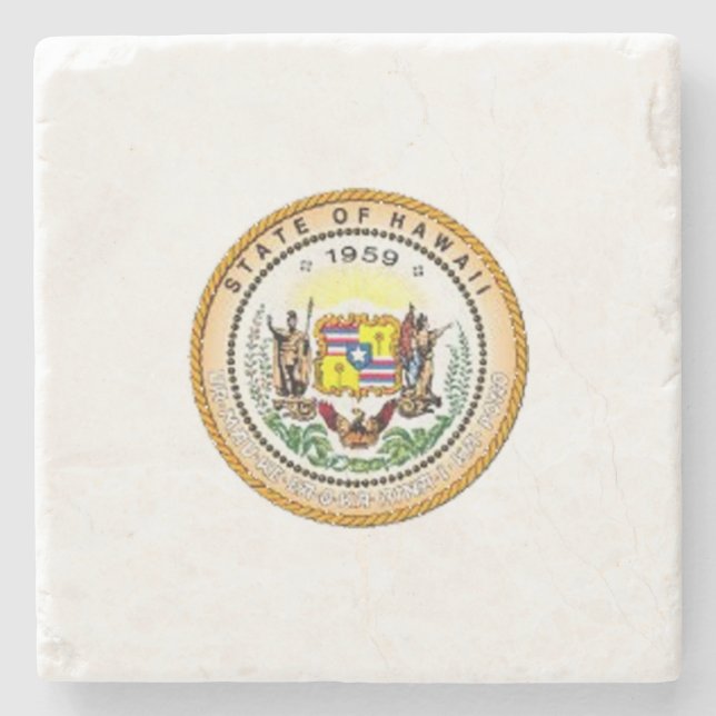 Hawaii State Seal Stone Coaster (Front)