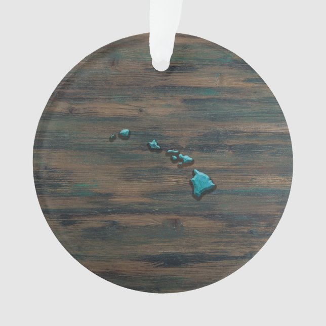 Hawaii State Shape Teal Ornament (Front)
