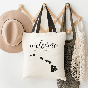 Hawaii State Silhouette Wedding Welcome Tote