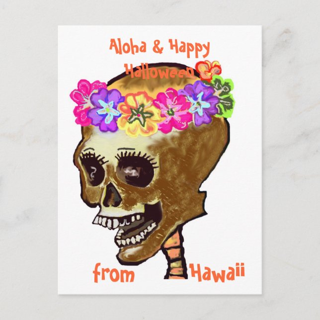 Hawaii Style Halloween Skull Postcard (Front)