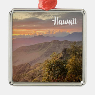 Hawaii Sunrise in the Mountains Metal Tree Decoration