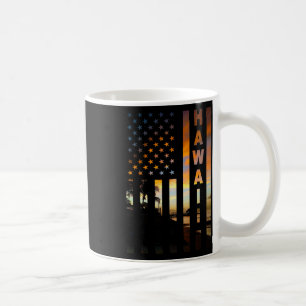 Hawaii Sunset American Flag Honolulu Hawaiian Isla Coffee Mug
