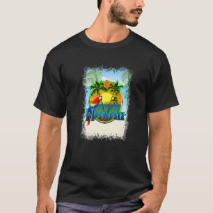 Hawaii Sunset Beach Palm Tree Parrot T-Shirt