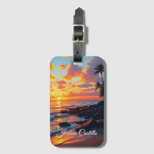 Hawaii Sunset Calligraphy Simple Professional Name Luggage Tag