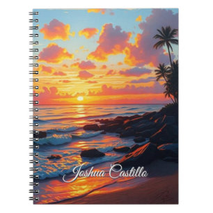 Hawaii Sunset Calligraphy Simple Professional Name Notebook