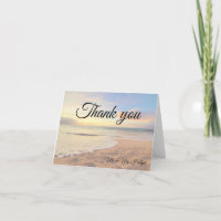 Hawaii Sunset on the Beach Wedding Thank You