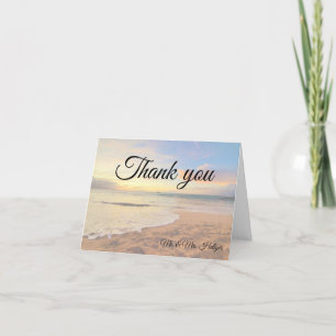 Hawaii Sunset on the Beach Wedding Thank You Card