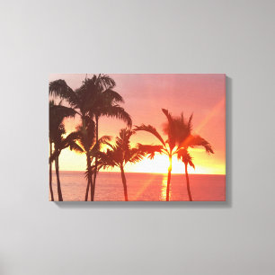 Hawaii Sunset Photo Designed Stretched Canvas