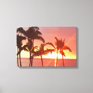 Hawaii Sunset Photo Designed Stretched Canvas Print