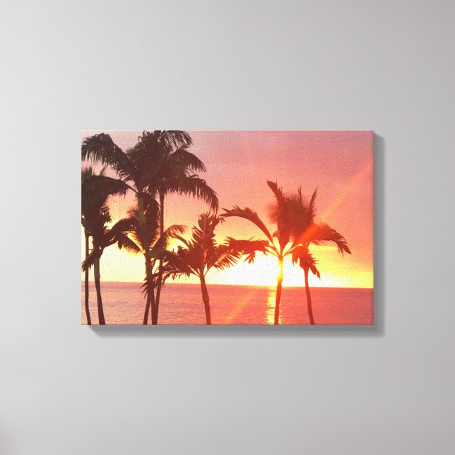 Hawaii Sunset Photo Designed Stretched Canvas Print (Front)