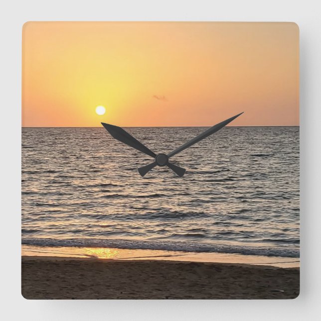 Hawaii Sunset Photograph Square Wall Clock (Front)