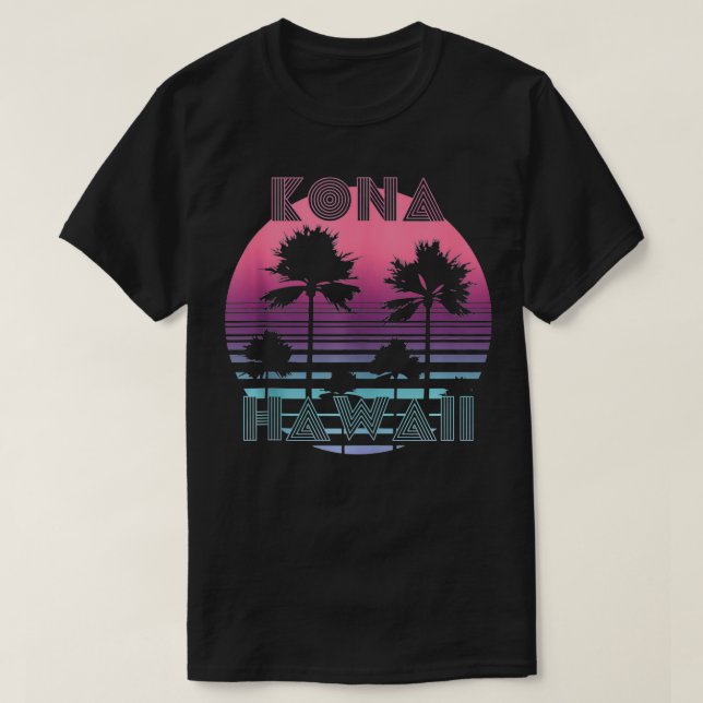 Hawaii Sunset Sun Surf Throwback Retro 80s  T-Shirt (Design Front)