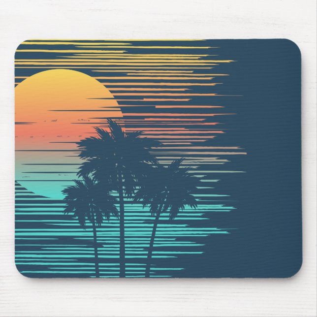 Hawaii Sunset Sunrise Graphic Topical Rainforest Mouse Pad (Front)