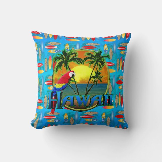 Hawaii Sunset Surfboards Cushion (Front)
