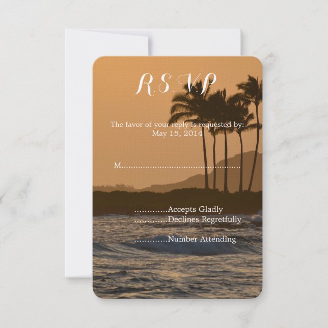 Hawaii Sunset Wedding RSVP Card (Front)