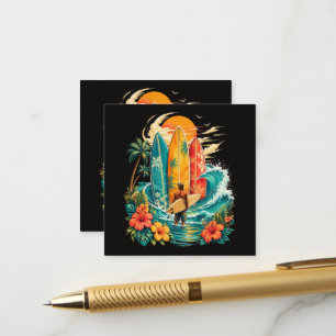 Hawaii Surfboard Wave Beach Surfer Vintage Enclosure Card