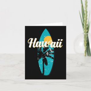 Hawaii Surfing Aloha Vintage Retro Surfboard Beach Card