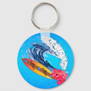 Hawaii Surfing Key Ring