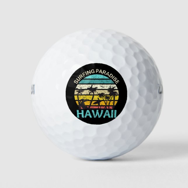 Hawaii surfing paradise golf balls (Front)