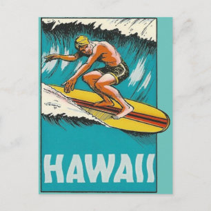 Hawaii Surfing Postcard