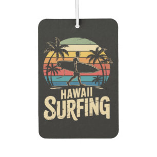 Hawaii Surfing Retro - Vintage Sunset Beach Surfer Car Air Freshener
