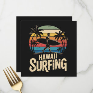 hawaii surfing retro - vintage sunset beach surfer menu
