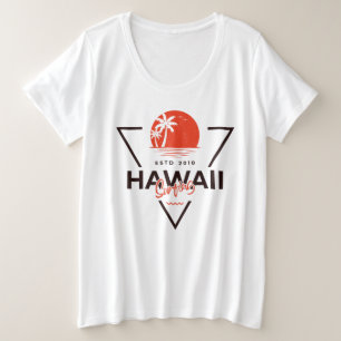 Hawaii Surfing Vintage Sunset Tropical Beach Plus Size T-Shirt