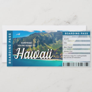 Hawaii Surprise Trip Boarding Pass Ticket Card