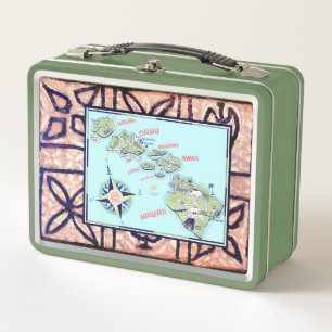 Hawaii Tapa  Metal Lunch Box