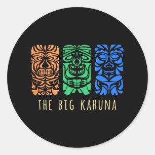 Hawaii Tiki Polynesian Big Kahuna Surfer Retro Haw Classic Round Sticker