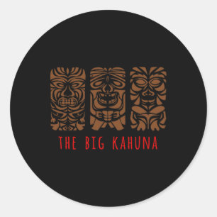 Hawaii Tiki Polynesian Big Kahuna Surfer Retro Haw Classic Round Sticker