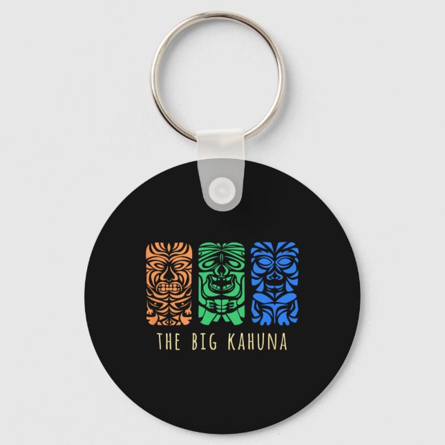Hawaii Tiki Polynesian Big Kahuna Surfer Retro Haw Key Ring (Front)