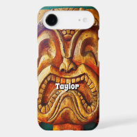 Hawaii Tiki Retro Wood Face Photo Add Your Name