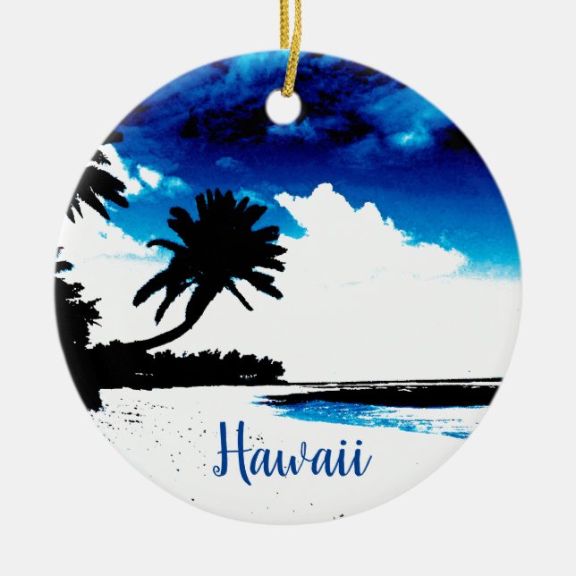 Hawaii Travel Ceramic Tree Decoration (Front)