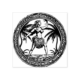 Hawaii Travel Hula Dancer Rubber Stamp