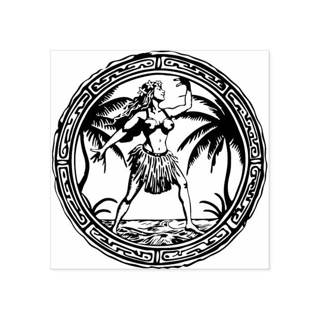 Hawaii Travel Hula Dancer Rubber Stamp (Imprint)