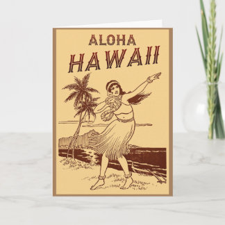 Hawaii Travel Hula Girl Card