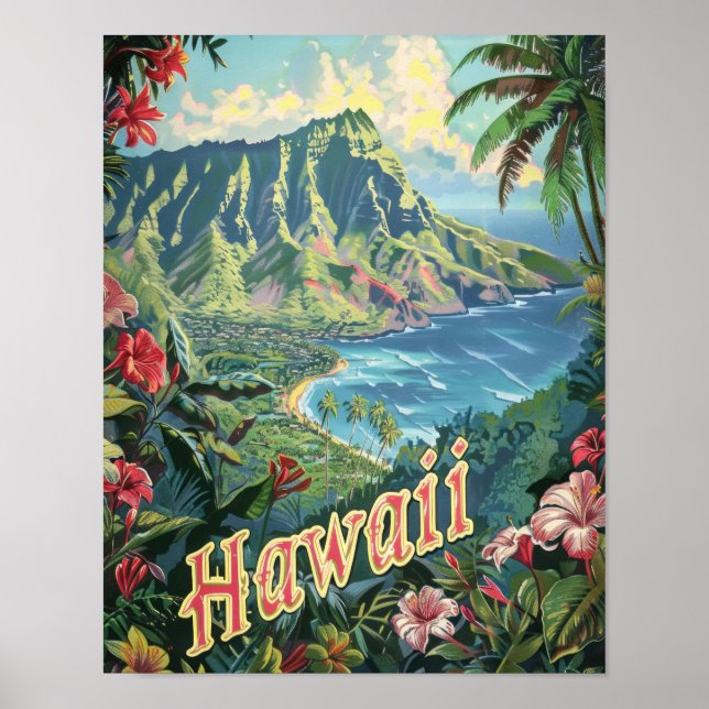 Hawaii Travel Poster Art Print Poster (Front)