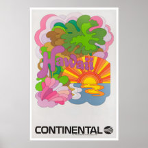 Hawaii Travel Poster Hawaiian Art Continental