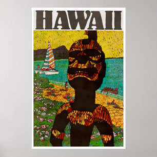 Hawaii Travel Poster Hawaiian Art Kiʻi Print