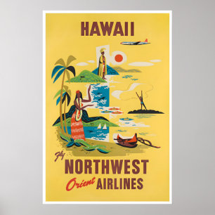 Hawaii Travel Poster Hawaiian Art Print Northwest