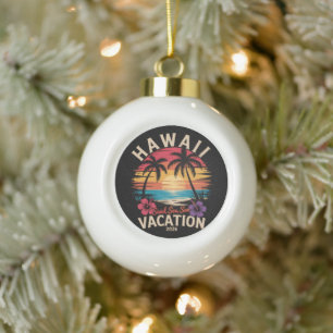 Hawaii Trip 2026 Summer Vacation Beach Ceramic Ball Christmas Ornament