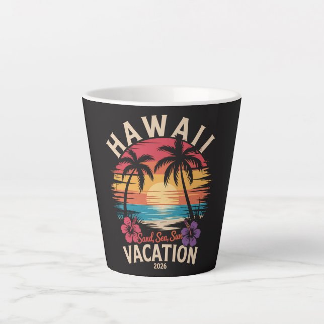 Hawaii Trip 2026 Summer Vacation Beach Latte Mug (Front)