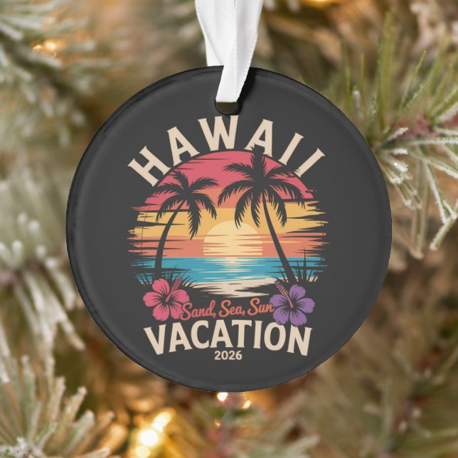 Hawaii Trip 2026 Summer Vacation Beach Ornament (Tree)