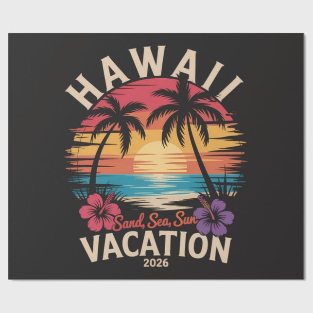 Hawaii Trip 2026 Summer Vacation Beach Wrapping Paper (Flat)